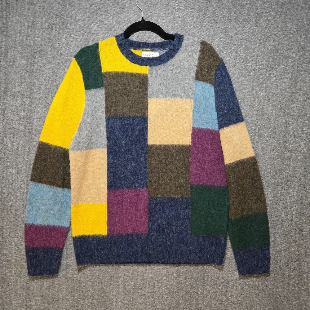 J Crew Men's Shetland Patchwork Brushed Wool Sweater Sz M Knoll Yarns Preppy NWT